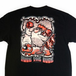 Herren-T-Shirt NUDE THE DUDE Fuel Sucker Club; Motorrad & Boxen & Tattoo