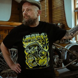 Motorrad-T-Shirt BARE KNUCKLE Fuel Sucker Club; Boxing & Bike & Tattoo