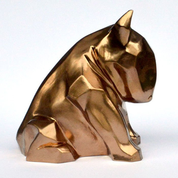 Golden Bullterrier-Hundeskulptur Bling Bling!