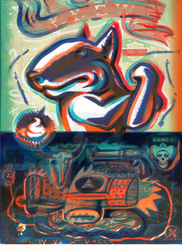 Litografia Barwna W USiA BYŁEŚ, GÓWNO WIDZIAŁEŚ! Grafika Artystyczna Krzysztof Świętek