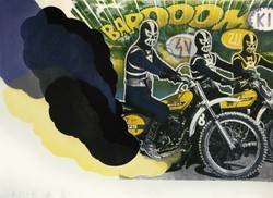 Litografia Barwna TRZEJ JEŹDŹCY MOTOKALIPSY, grafika artystyczna, Krzysztof Świętek