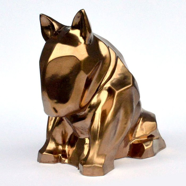 Golden Bullterrier-Hundeskulptur Bling Bling!