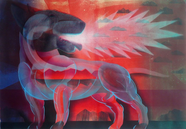 Color lithograph KYNOLOPHOTEORIA artistic graphics Krzysztof Świętek