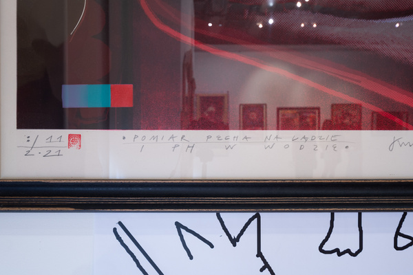 Color lithography POMIAR PECHA NA LĄDZIE I PH W WODZIE artistic graphics, Krzysztof Świętek