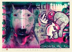 Color lithography PIES GO XXXXX artistic graphics, Krzysztof Świętek