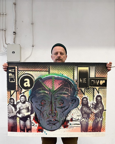 Litografia Barwna KOMIKS O NIELUBIENIU KOLEGI Grafika Artystyczna, Warsztatowa; autor Krzysztof Świętek