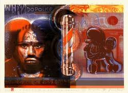 Litografia barwna NEW SCHOOL BARBER POLE grafika artystyczna Krzysztof Świętek