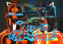 Litografia barwna VON STUCK UND GEPANZERTER HUND grafika artystyczna Krzysztof Świętek