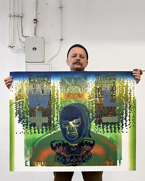 Litografia Barwna CHŁODNY KALKULATOR Grafika Artystyczna, Warsztatowa; autor Krzysztof Świętek