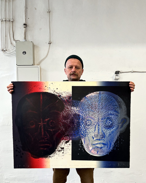 Litografia barwna KONIEC CYWILIZACJI BIAŁEGO CZŁOWIEKA Krzysztof Świętek