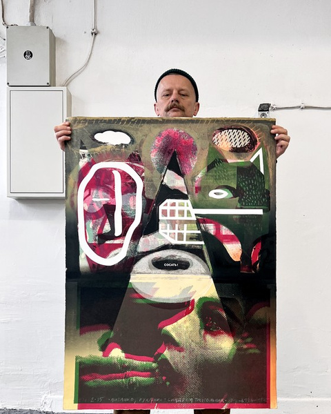 Litografia barwna LIZANKO RUCHANKO - SYNDROM TRÓJKĄTA grafika artystyczna Krzysztof Świętek